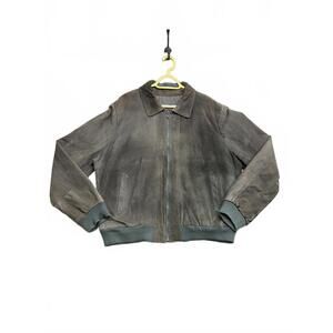 Vintage Y2k Sears The Men's Store Brown Suede Leather Bomber Jacket Size 48